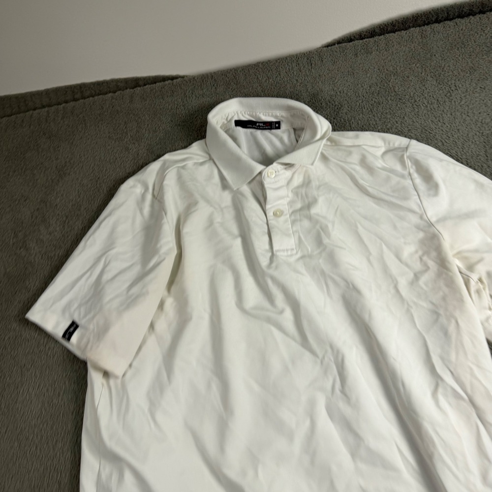 RLX Ralph Lauren Mens White Performance Golf Polo Shirt Size M